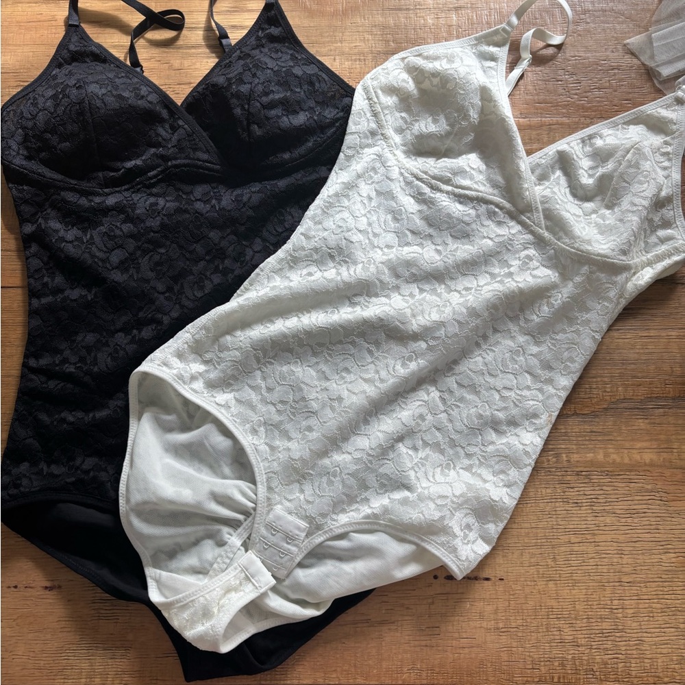 Black and White Bustier Bodysuits with Lace